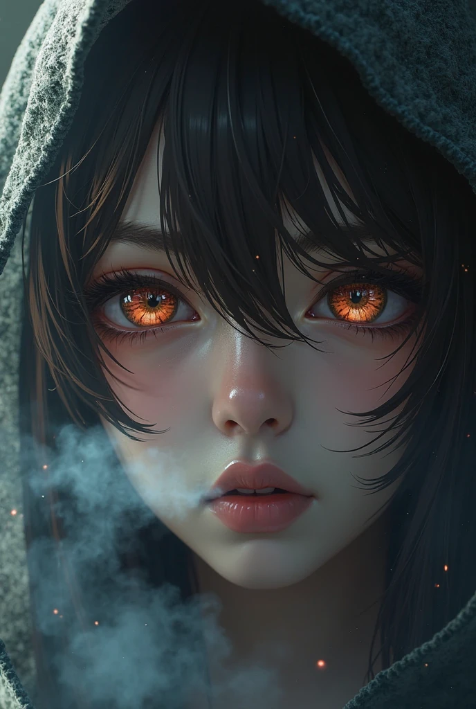 (extremely detailed CG unity 8k wallpaper),(masterpiece), (best quality), (Ultra fine), (best illustration),(BEST SHADOW), (sharp eyeliner, eye shadows, Meticulous eyes :1.1), (火焰, smokes:1.3), ,BREAK BREAK BREAK, (vector:1.2), wicked smile,  