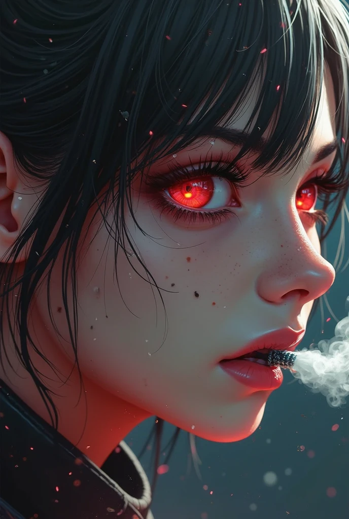 (extremely detailed CG unity 8k wallpaper),(masterpiece), (best quality), (Ultra fine), (best illustration),(BEST SHADOW), (sharp eyeliner, eye shadows, Meticulous eyes :1.1), (火焰, smokes:1.3), ,BREAK BREAK BREAK, (vector:1.2), wicked smile,