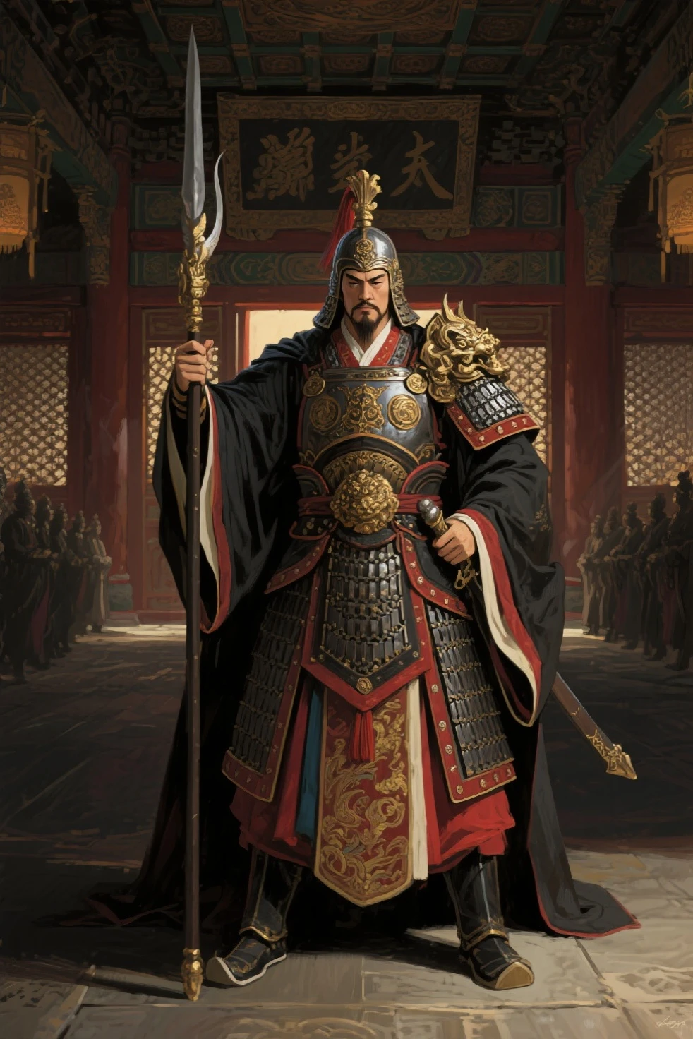 A guard guarded the emperor,View exaggerated paintings, foliga ataata