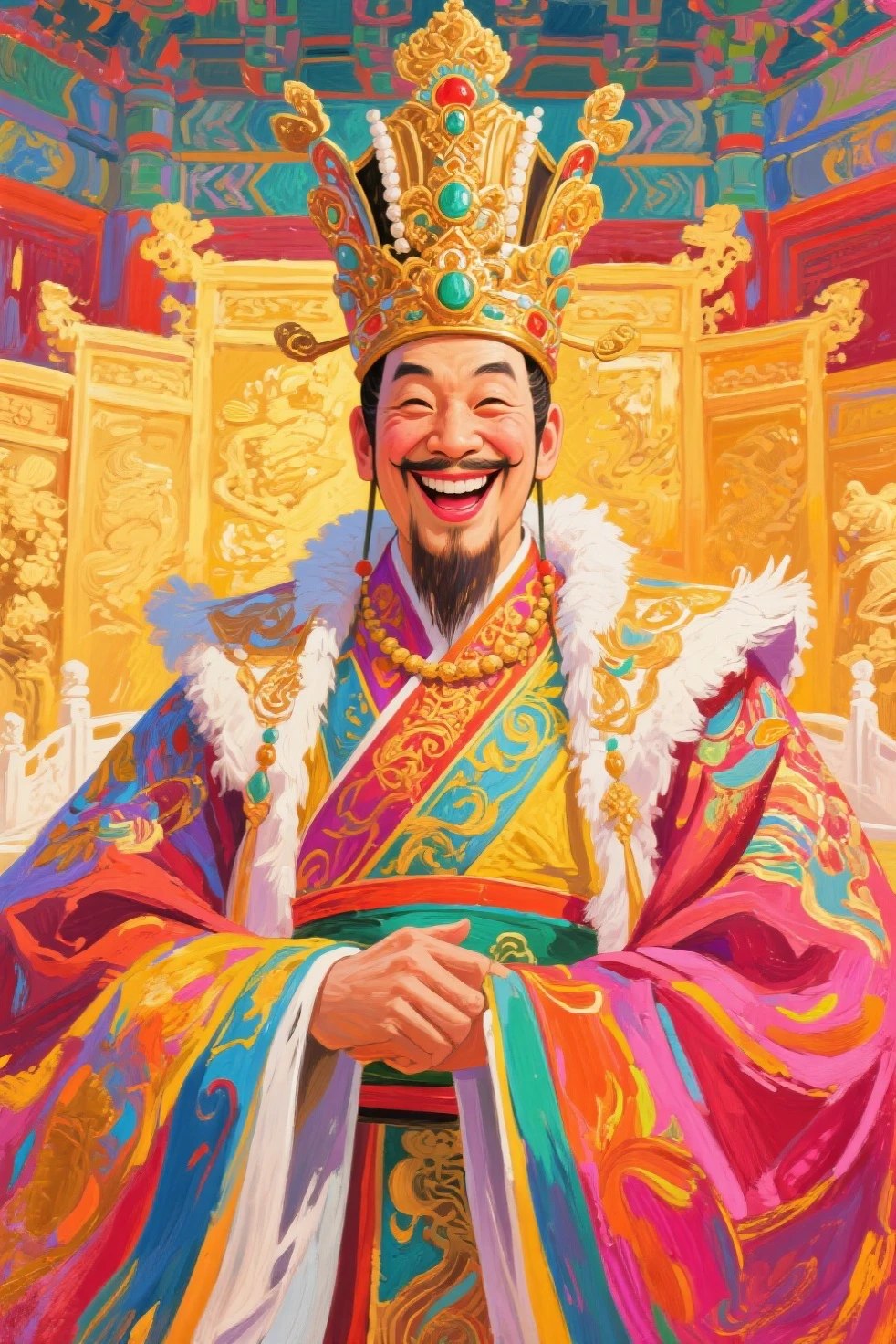 s the emperor、Exaggerated painting style、Smiling face