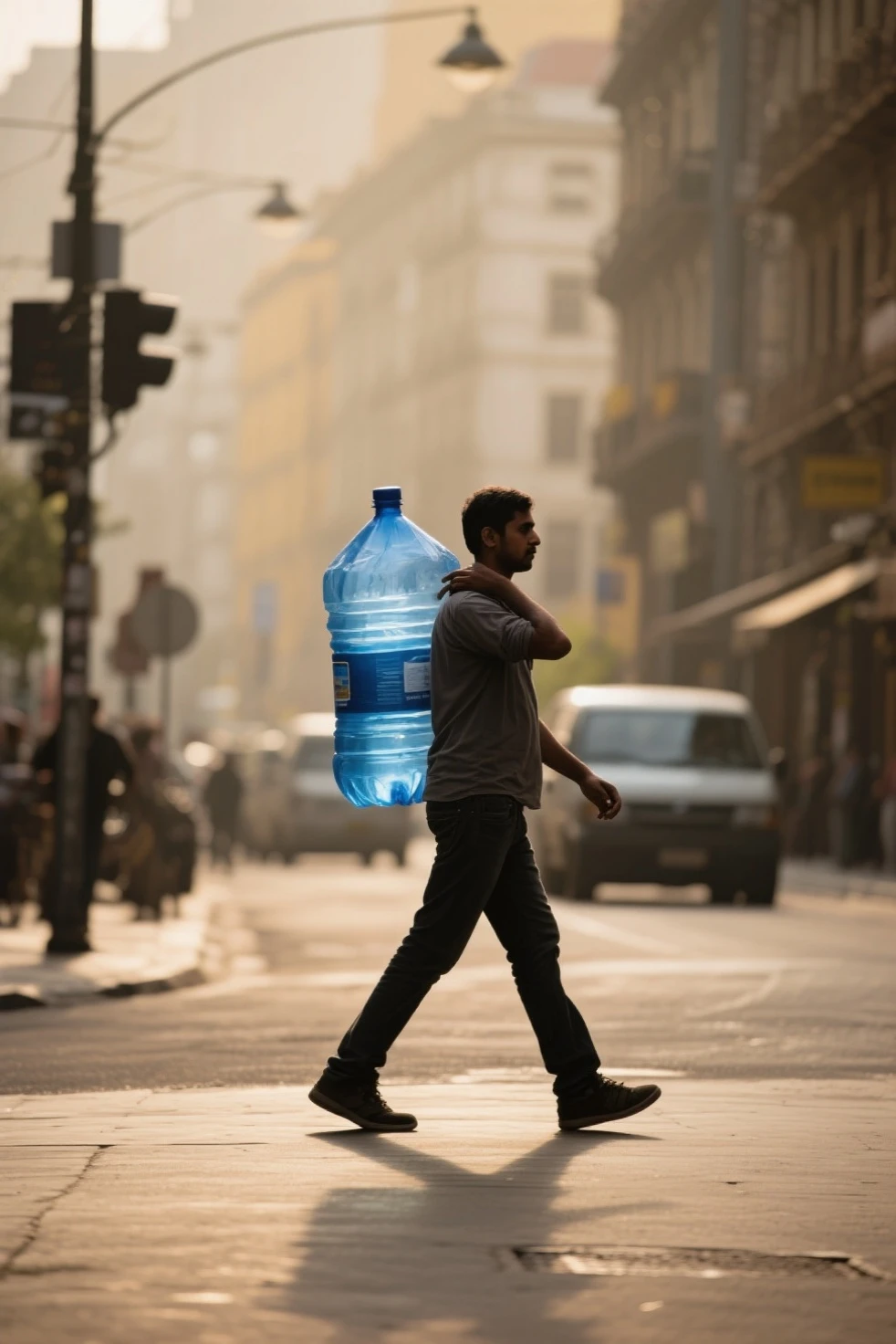 He carries water to drink