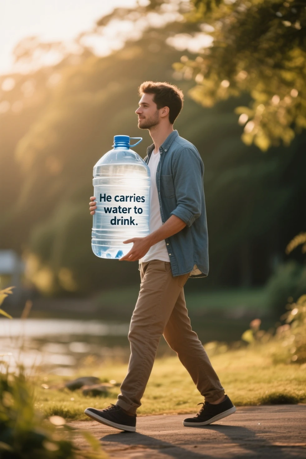 He carries water to drink
