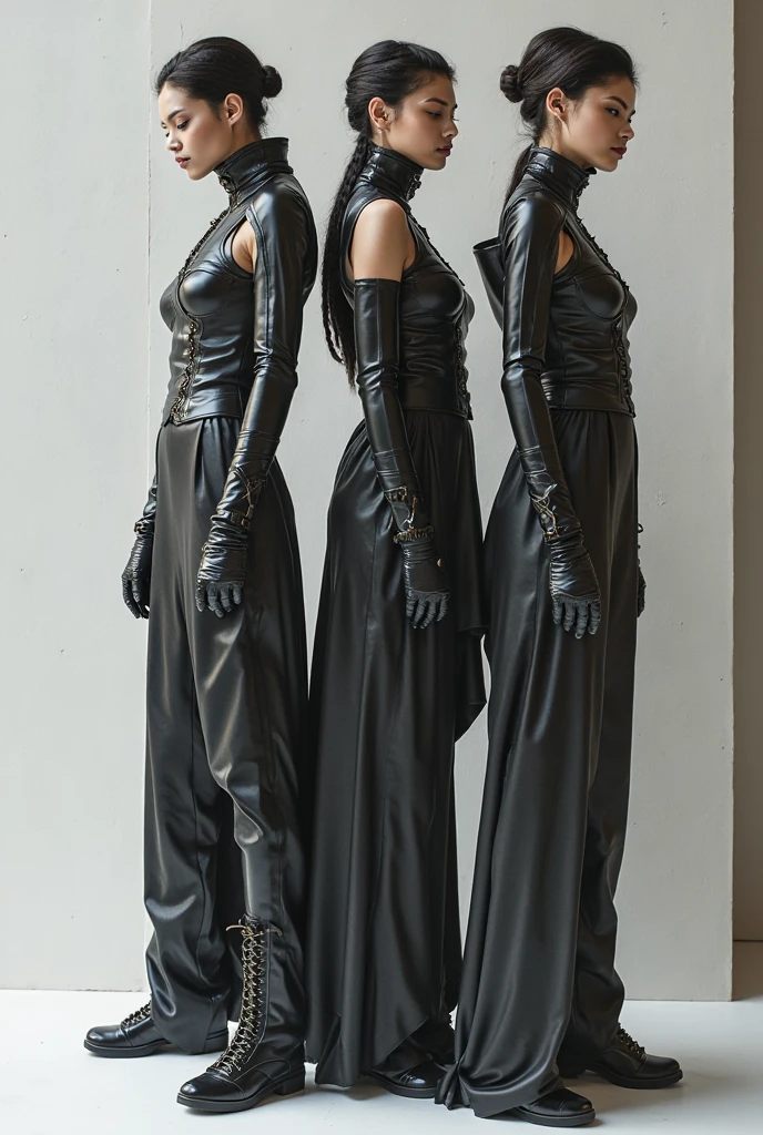 arafed young womans in a green top and panties posing for a picture, a portrait by Emma Andijewska, unsplash, renaissance, photograph of a techwear womans, 3 techwear women, military girl, wearing military outfit, mid shot portrait, military outfit, infantry girl, military composure, militaristic. tight costume. thin fabric. see through. transparent. nude. naked. half body view. nipples. wet. multiple girls. tight full body outfit pink see through. cameltoe. thin fabric. transparents. cameltoe. teen age. girls grey boot.