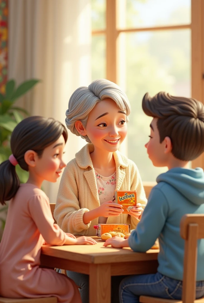 Little children with their grandparents having coffee at school