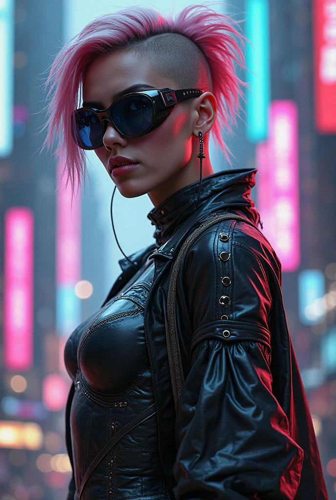 (((medium full shot))), (Masterpiece, photorealistic, photorealism, best quality, ultra-detailed:1.3), (nice hands, perfect hands), official art, cinematic light, (1girl:1.3), adult, a woman with pink hair sitting on top of a wall,cyberpunk art,female cyberpunk girl,cyberpunk girl,dreamy cyberpunk girl,cyberpunk girl,cyberpunk,cyberpunk beautiful girl,digital cyberpunk art,cyberpunk cyborg,neonpunk,cyborg,cyberpunk art,modern cyberpunk