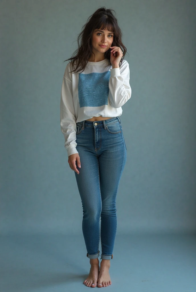 ((best quality)), ((masterpiece)), ((realistic)), ((full body)), 16-year-old girl, teen girl, cute face, mesmerizing blue eyes, extremely detailed, white skin tone, skin with pores, potrait, wearing hijab, wearing long pants, wearing loose shirt, long sleeves white t shirt, wearing shoes, fit body, view from front, walking in park, shallow depth of field