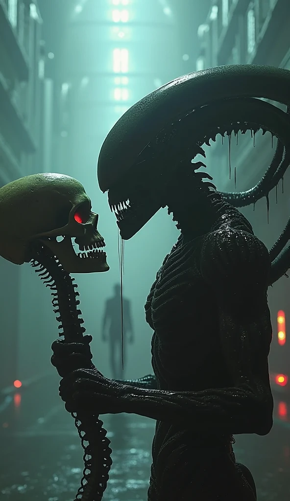 Alien like creature made up of human blood and decomposed human male bodies