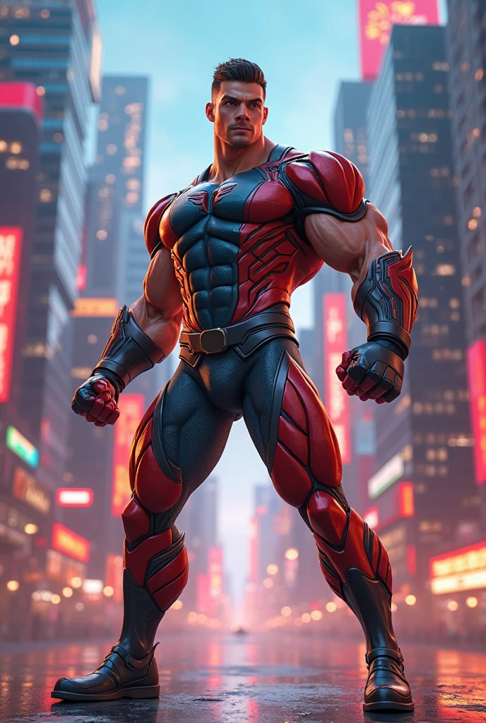 Dwayne Johnson como homem aranha encima de um predio anoite