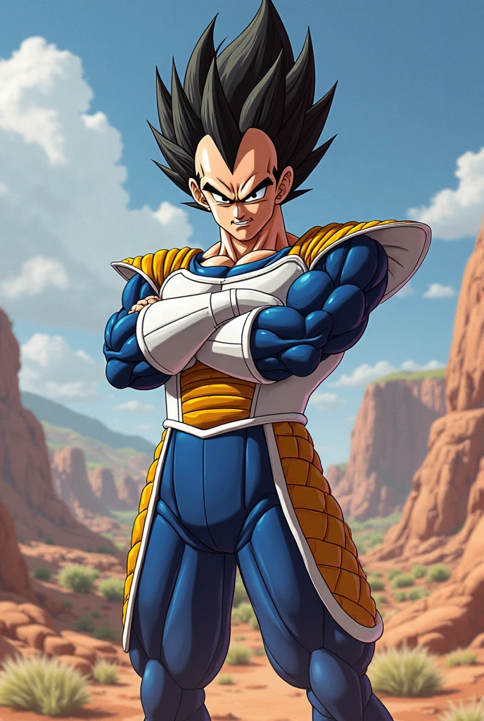 source_anime, score_9, score_8_up, score_7_up, anime screencap,8k, absurd res,
vegeta, solo, looking at viewer, smile, black hair, gloves, 1boy, standing, tail, full body, male focus, boots, wind lift, outdoors, sky, day, white gloves, armor, black eyes, crossed arms, white footwear, spiked hair, monkey tail, saiyan armor, v-shaped eyebrows, plate shielding, tail belt, blue bodysuit, 1990s \(style\), retro artstyle,(((ultra realistic))),(((epicrealism))).
 
