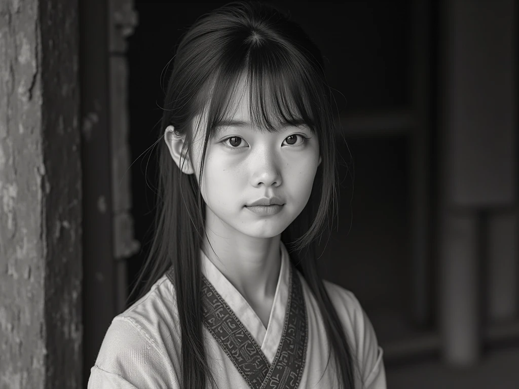 imagine ((8k:1.27), best quality, masterpiece, ultra highres:1.2) Photo of a Japanese (asian) (japanese) immigrant family from the early 20th century, (linda:1.1) (immigrants:1.1) elegant, (monochrome), noise in photo, blurred background, detailed, metric by greg rutkowski and alphonse mucha, gradient lighting. --auto --s2
