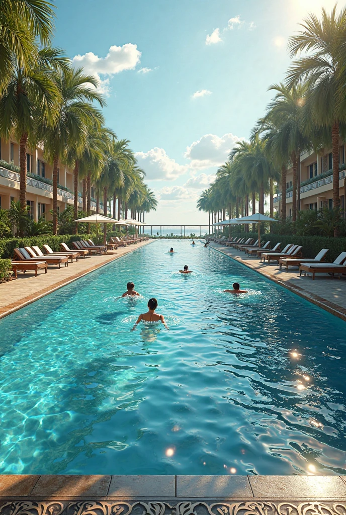 A hotel with swiming pool