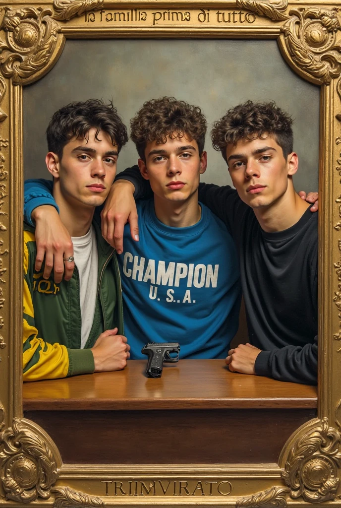 Book cover about trio of boys with colorful background and aesthetic design with a hint og queer flags.