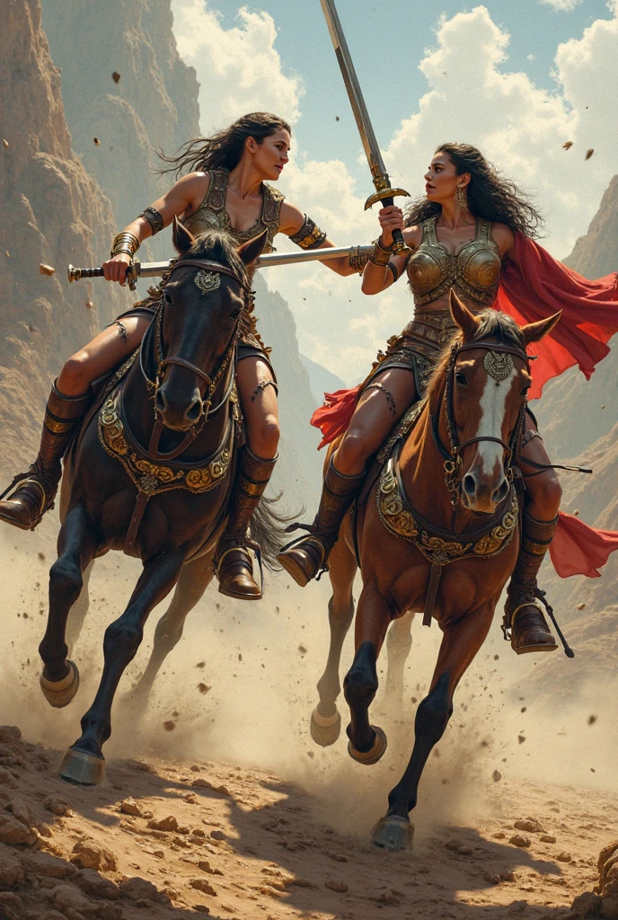 women Riding an tiger, woman lie in tiger, painting of  women and a tigerin a battle field, a mature female, many soldiers outside, male muscle, horse in field, full body, stand, cinematic screen, horses run on field, ethereal, detailed, alluring succubus, ethereal beauty, perched on a cloud, (fantasy illustration:1.3), enchanting gaze, captivating pose, otherworldly charm, mystical sky, soft colors, (detailed cloudscape:1.3), (high-resolution:1.2), ((masterpiece)), (best quality), HDR, ((masterpiece)), (best quality), HDR, FEMME, Mirela Anton art Style, artistic, Soft color palette, windblown flowers, Sparkle, magical photography, Soft smooth lighting, Light background,[light smile], expressionless, On a vaIn this grand ancient battlefield, the ancient army engaged in intense combat with war chariots rushing forward and ancient warriors wielding swords and engaging in fierce battles. Blood splattered, weapons and armor were broken, and battle flags fluttered in the wind, symbolizing victory and glory. The war chariots charged forward, causing the ground to shake and metal sounds to ring out like thunder, stirring the enthusiasm of the warriors.The entire battlefield was filled with swords, blood, and flesh flying around. The warriors fought with all their might, exchanging their lives and blood for the victory of this war. The dust and smoke on the ground spread, and with each sword and explosion, the entire battlefield became even more majestic. However, the cost of the war was tragic, with countless soldiers falling on the battlefield, and their sacrifice was etched into the glorious history of the nation. hdr, (photorealism, masterpiece quality, best quality),