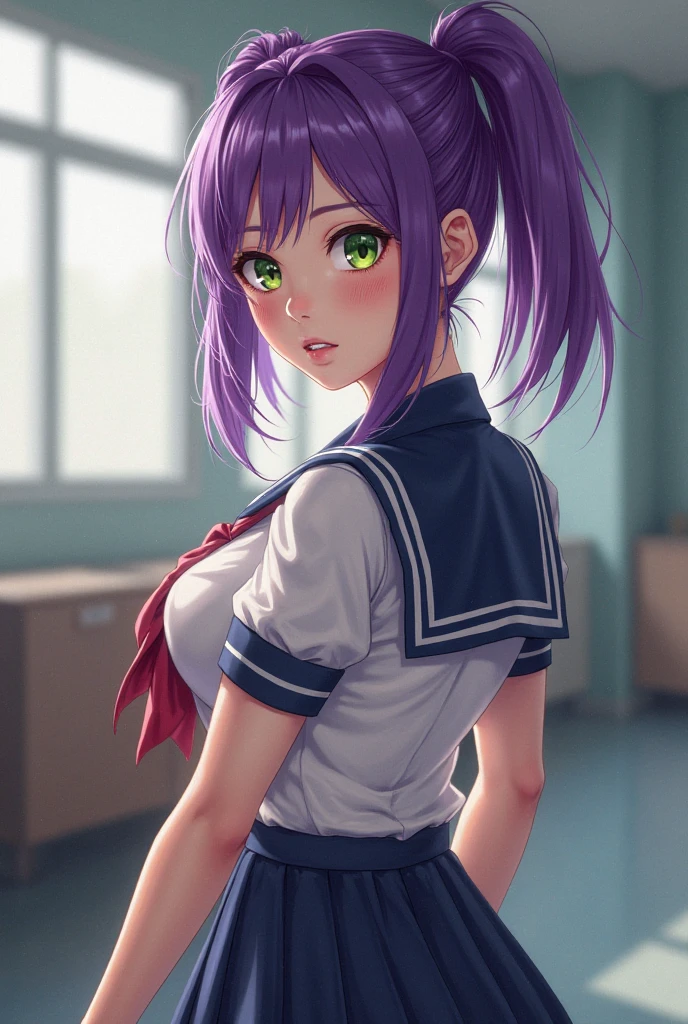 (masterpiece, best quality), 1girl, Plum High Pigtails with Colored Hair Ties, big breasts, <lora:Lvi-NAI-LyCORIS-512px-LR-Merged:1>