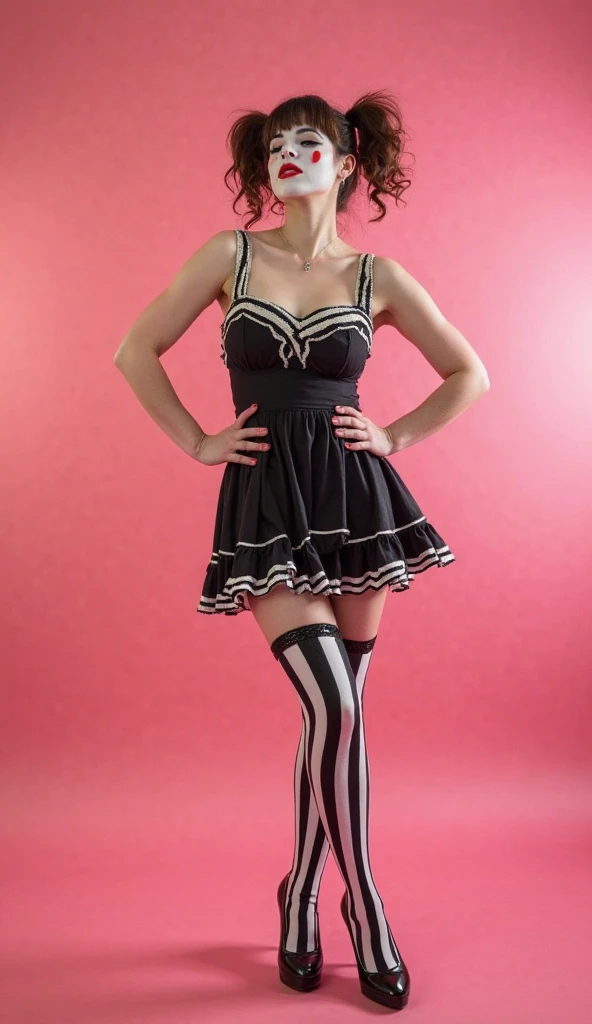 Caucasian red hair pure lust style girl, Good facial features,head bow,play girl, (Black Bunny Girl Costume:1.2), facing the viewer,8k wallpaper, Raw photography, top-quality,, masterpiece:1.2), full body 1girl in, 20yr old, long focus girl), PANTYHOSE, bunny ears, highleg, highleg,high heels