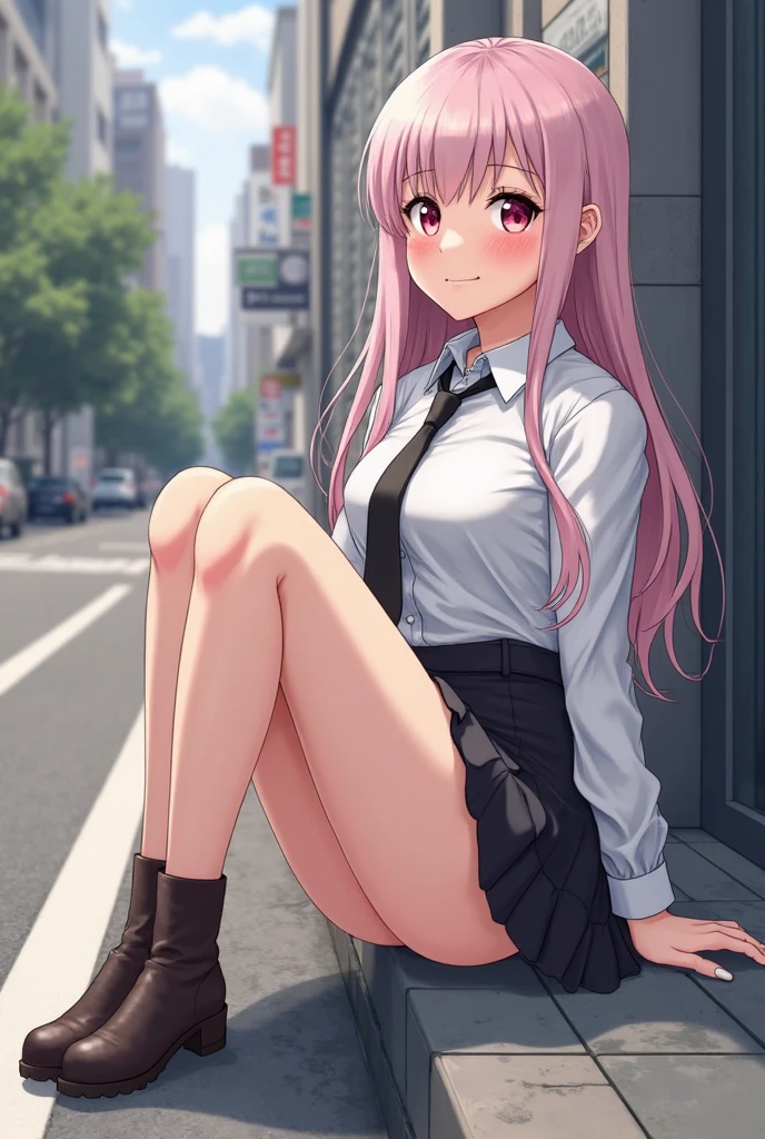 Short Skirt, blushing, girl, long hair, cosplay, seeing under skirt, cat ears, Socks, white underwear, cute pose