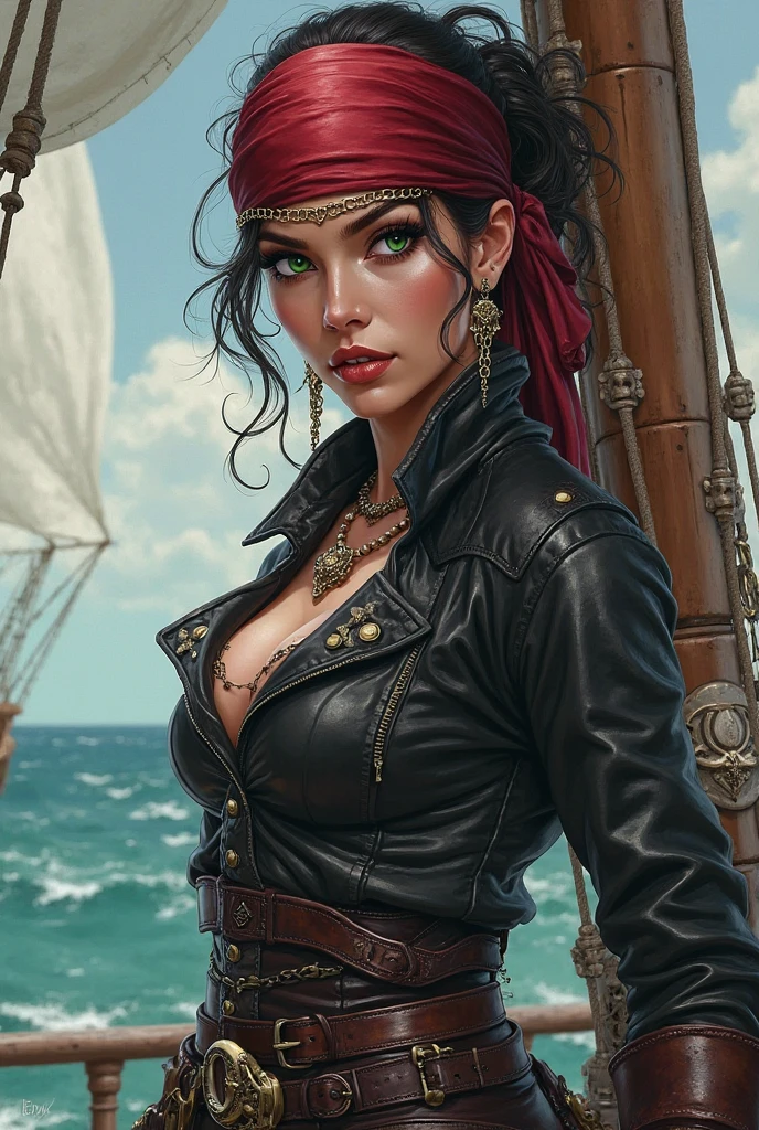 A fearless pirate captain with a series of intricate tattoos, commanding her ship during a thrilling adventure on the high seas, (Margot Robbie:0.8), closeup, shiny skin, vax, 3d, plastic, choker, earrings, eyelashes, eye shadow, lips, lipstick, jewelry, makeup, nose, lips parted, navel, beautiful blue eyes detailed, transparent, cheerful , detailed background, (night: 1.2), dark,  scary, dark city, alley, chased, danger, worried, afraid, stressed, action pose, hyper-realistic, amazing fine details, nikon d850 film stockphoto kodak portra 400 camera f1.6 lens, rich colors, realistic texture, dramatic lighting, unreal engine, trend in artstation, cinestill 800 tungsten