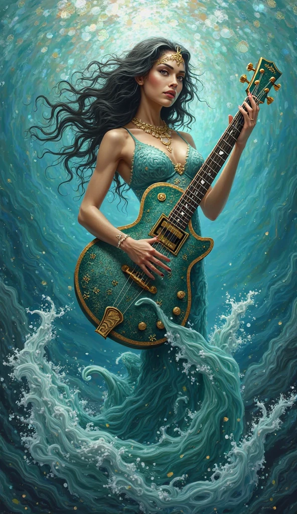 Merfolk's Serenade: Sitting on a seashell throne strumming a coral harp enchanting sailors with a melodious tune.