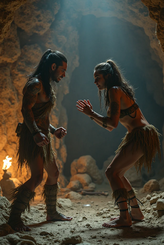 Half-naked Neolithic workers forging tools for the field and for outdoor warfare