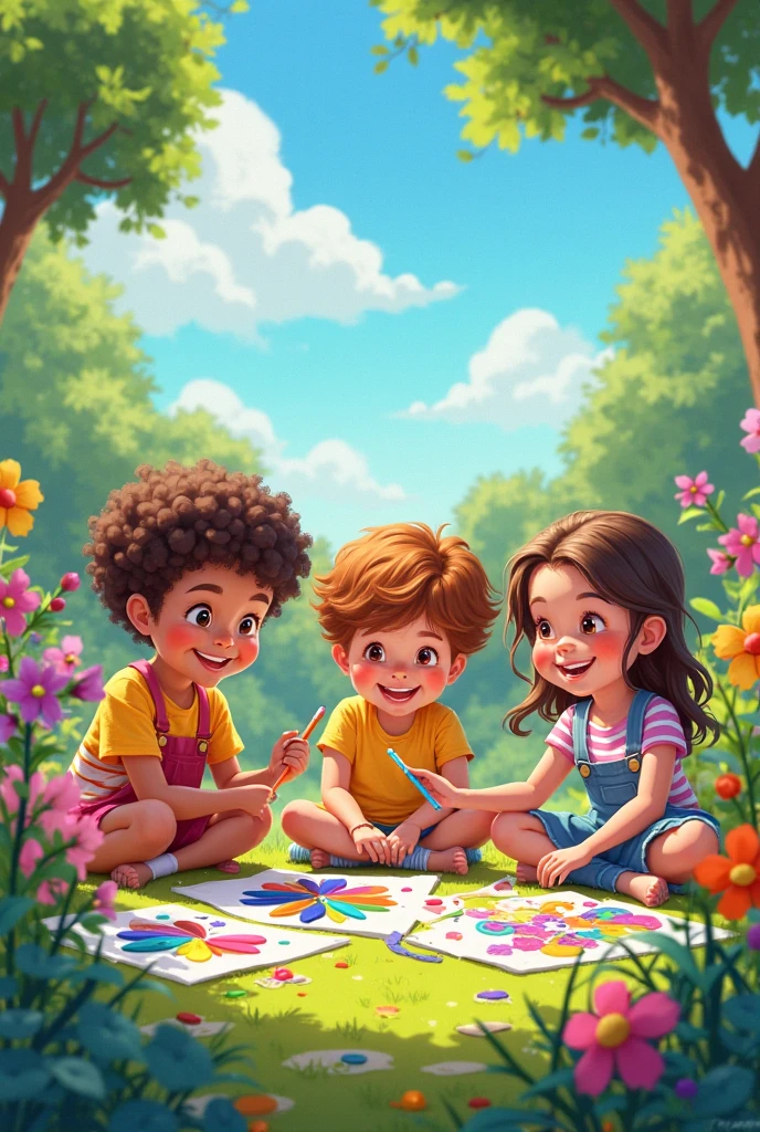 have sun, kindergarten,playground,colorful color pencil. have space to write title