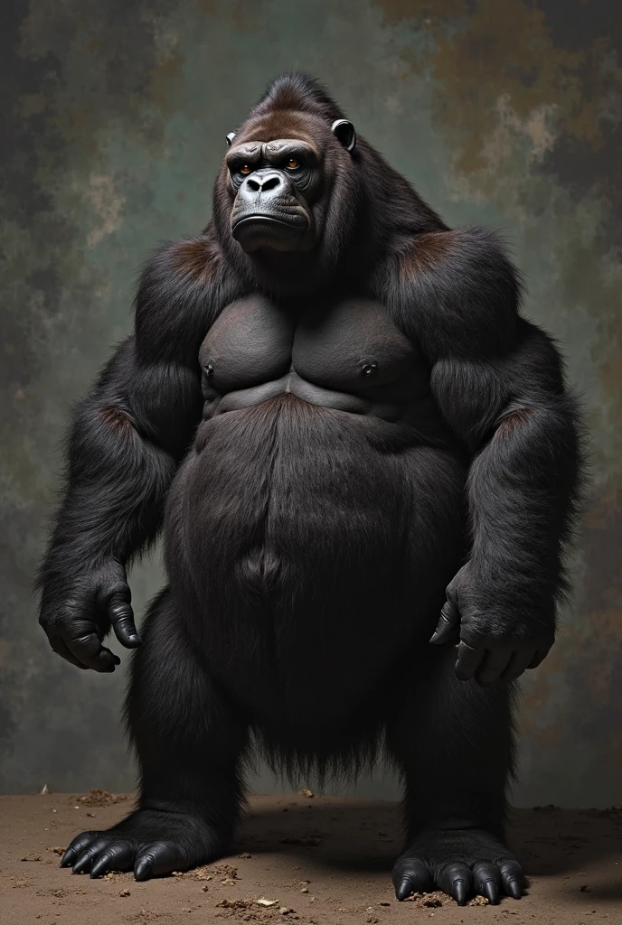 arafed gorilla standing on its hind legs with a white background, gorilla, distant full body view, bigfoot, big foot, full body wide shot, whole body highly detailed, like gorilla, sasquatch,muscular, strong body, full body profile, 1/2 view realistic, full body shot hyperdetailed, highly detailed full body, ( sasquatch, full body close-up shot