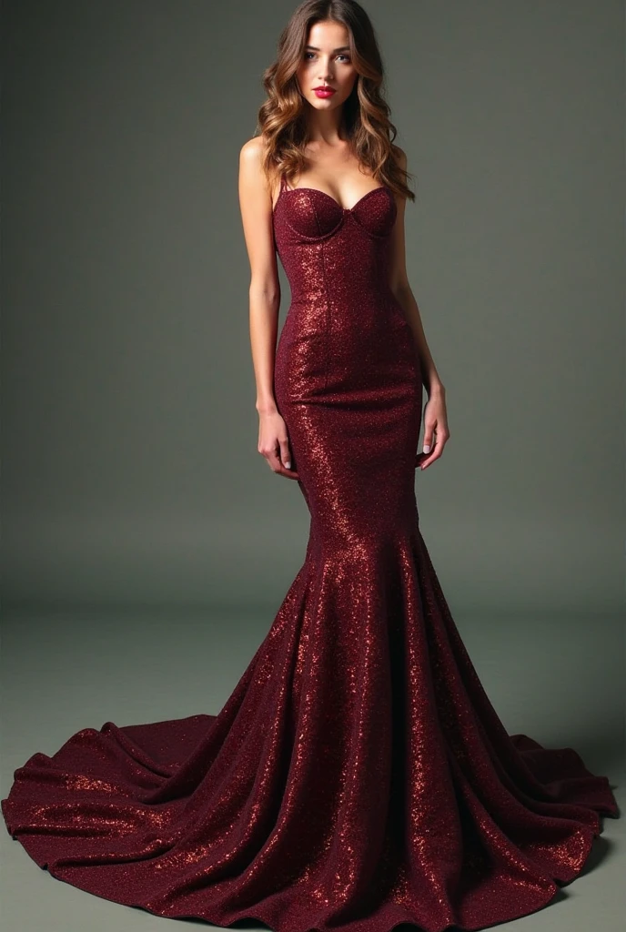 It generates an image of a 15-year-old girl, dressed in a dazzling red quinceañera dress with gold sparkles. Her appearance is worthy of a Peter Lindbergh-style magazine cover, with a focus on elegance and fashion. She is standing, full-length, and her hair flows gracefully while her gaze conveys confidence and youth. The lighting highlights her features in a subtle but impactful way. The background is minimalist to highlight the beauty and sophistication of it. This image captures the essence of youth and elegance, like a work of art in the fashion industry.