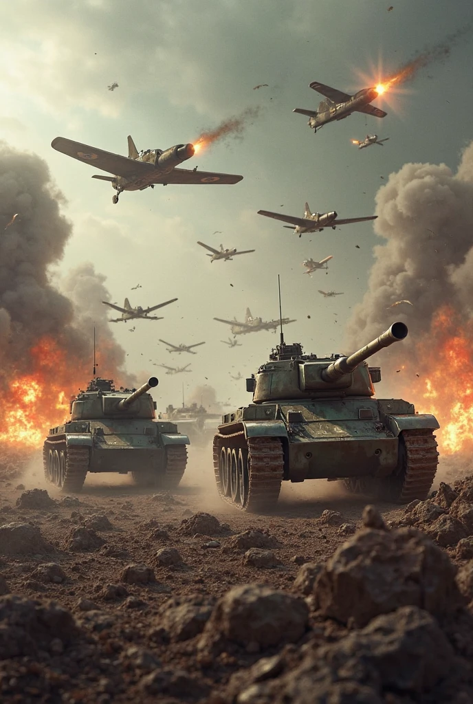 Germany army attack japan with many tank and plane