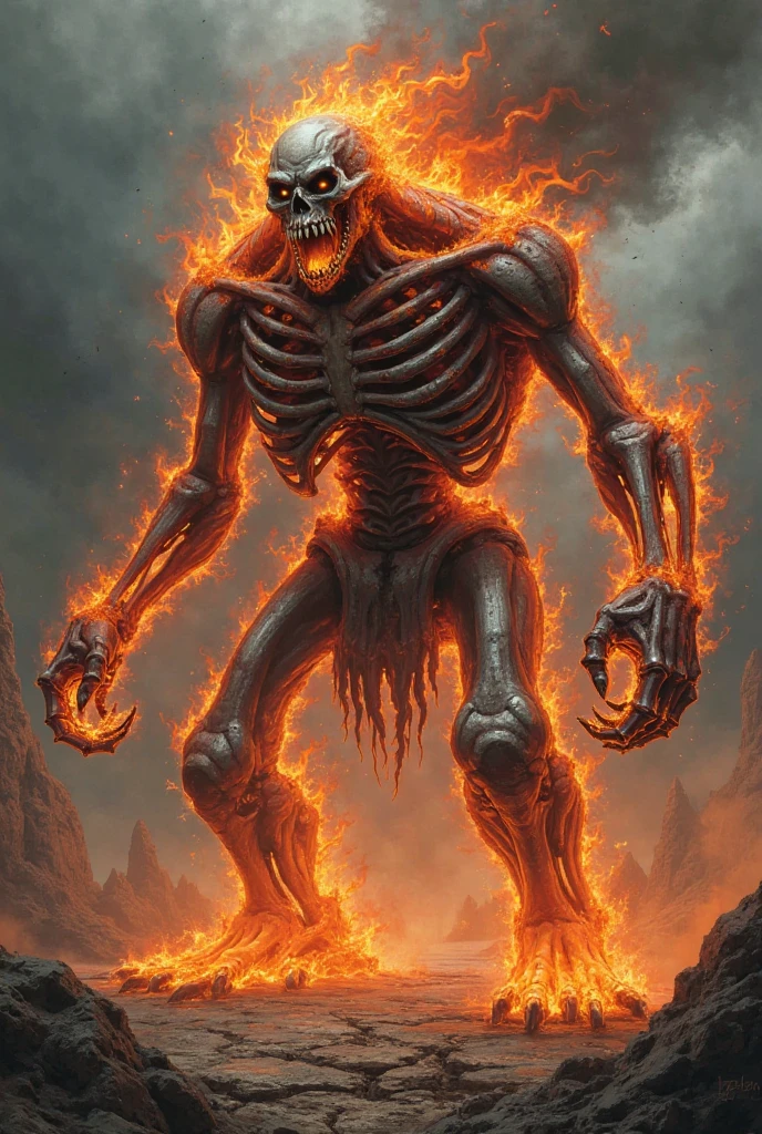 score_9, score_8_up, score_7_up, a ammonite and skeletal male figure in a surrounded with fire in the style of striking composition, aggresive, <lora:sdxl_lightning_8step_lora.safetensors:0.7>