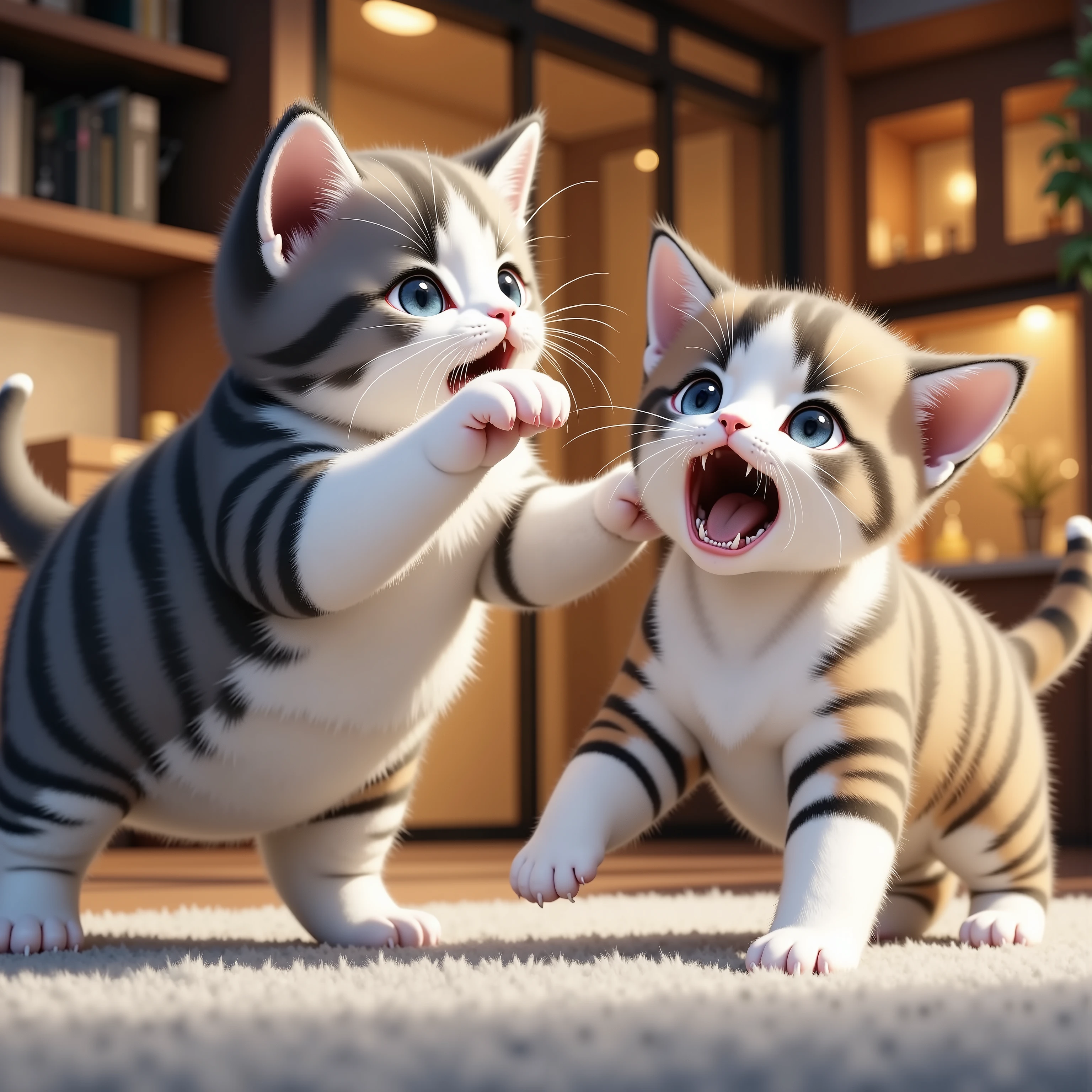 The cat attack to dog’s face by cat punch