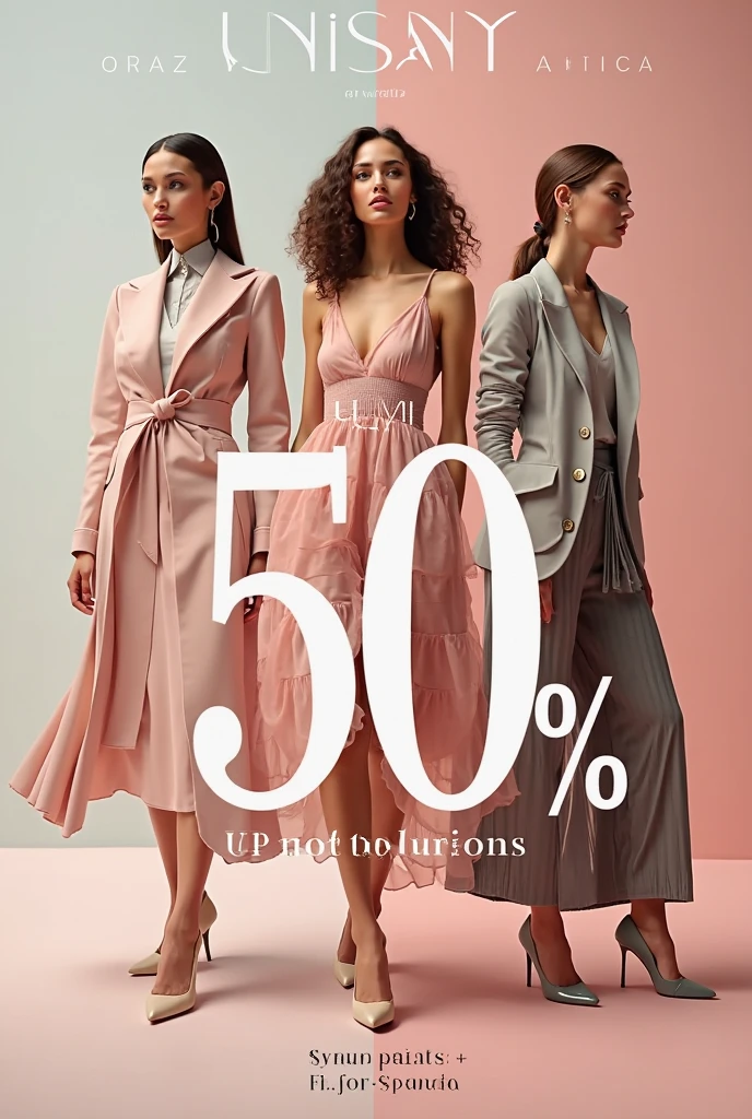 Create a fashion poster for the brand N'Lin, showcasing its chic and trendy style. The poster should appeal to young women aged 25-30, highlighting the brand's focus on fashionable and contemporary designs. Use a sleek and modern aesthetic with high-quality visuals that exude sophistication and style. Incorporate elements like bold typography, elegant models, and a clean layout that reflects the brand's identity as a leader in high-end fashion for young, stylish women. The overall design should convey a sense of exclusivity, confidence, and cutting-edge fashion.
