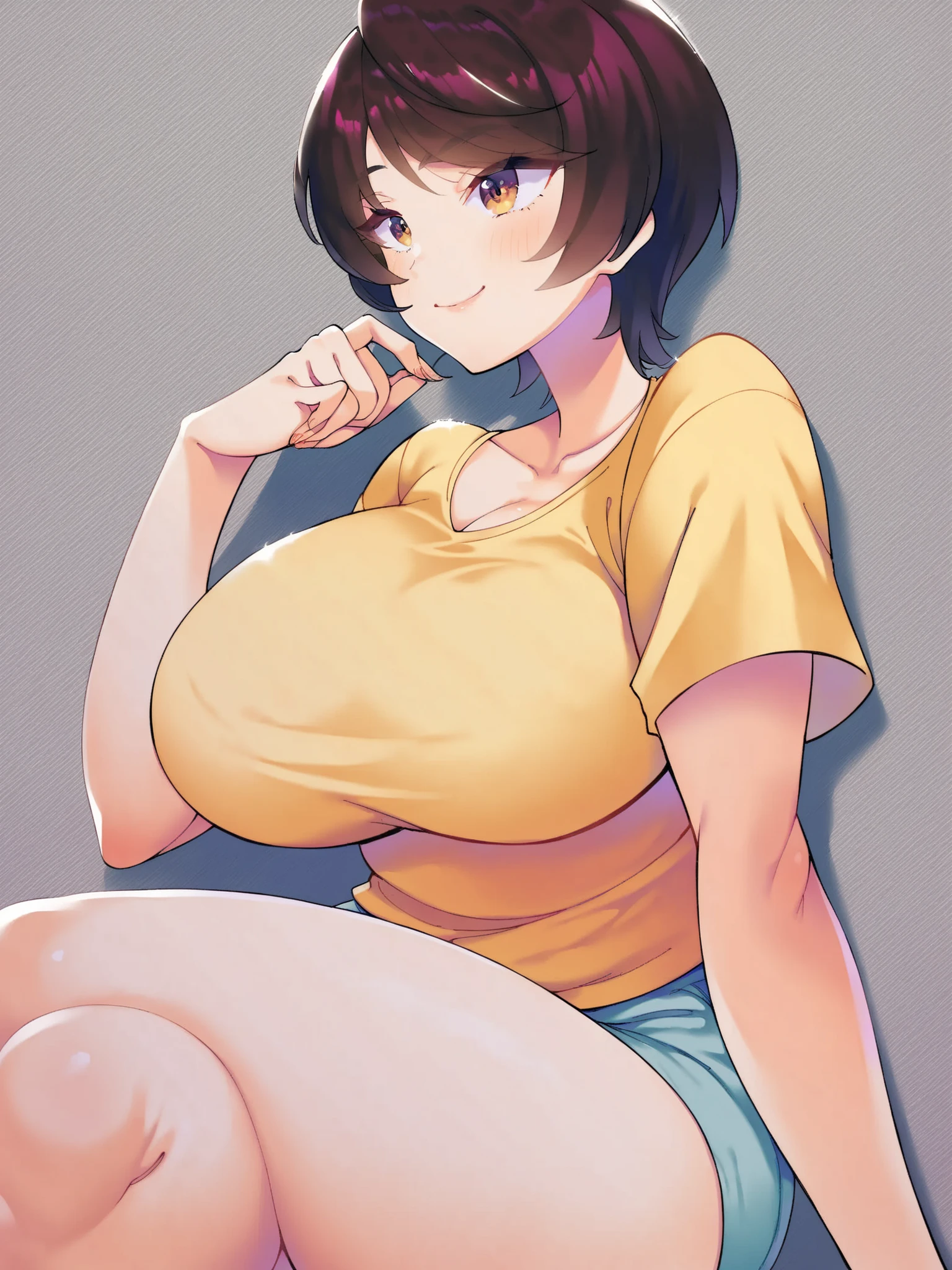 anime girl avec de gros seins posant dans un haut jaune et un jean, séduisante fille d’anime, Ilya Kouvshinov. 4km, [ Art numérique 4km ]!!, Style Anime 3D réaliste, Jolie fille d’anime, Artgerme extrêmement détaillé, oppaï, Style animé 4K, Rendu photo réaliste Anime girl, Anime hyper réaliste, style animé. 8k