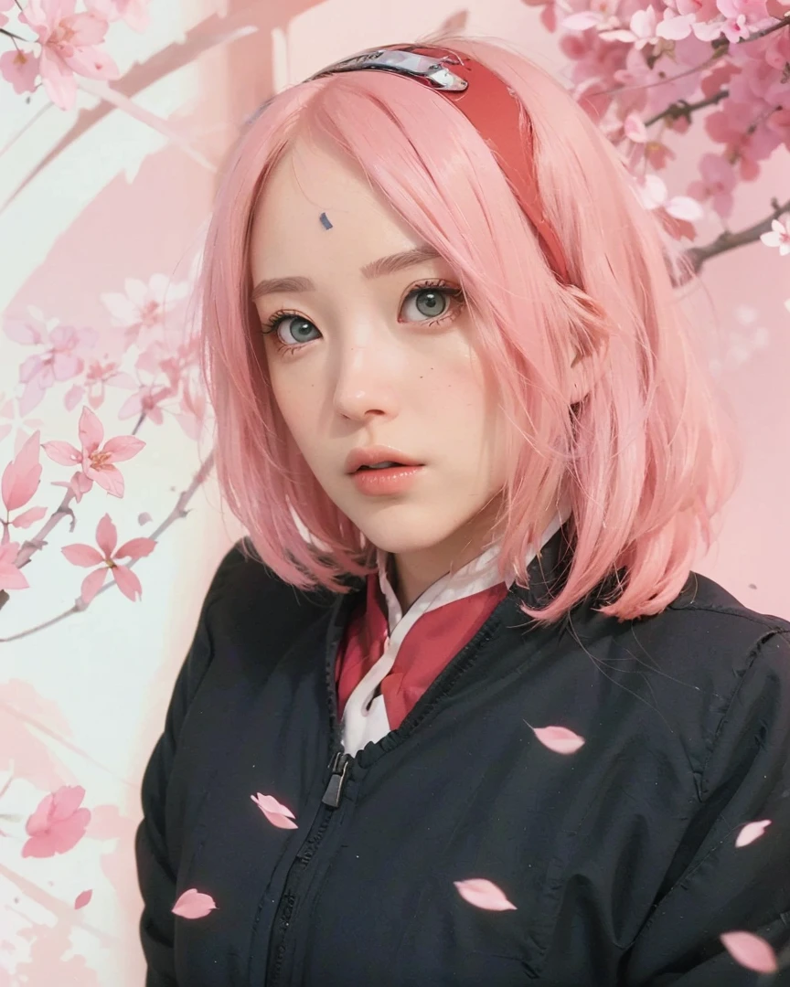 Pink hair, cube hair ornament, masterpiece, high quality