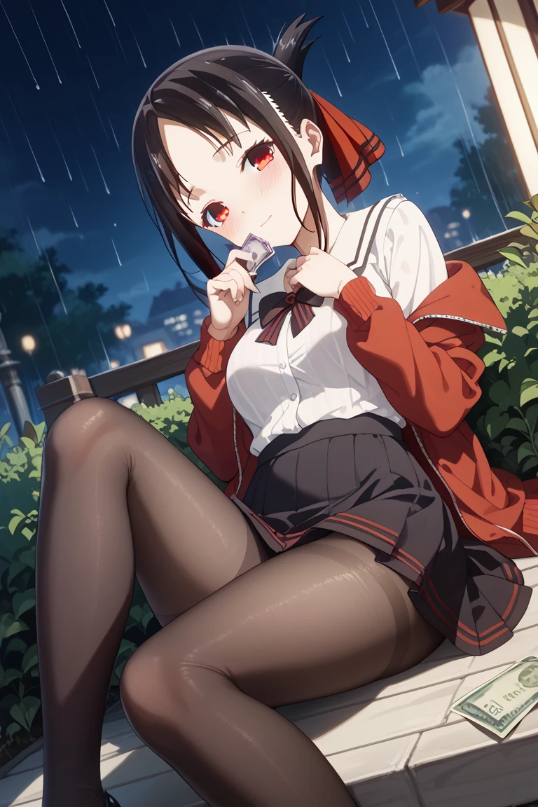 ((anime:1.35)),((best quality)), ((highly detailed)),((sketch)) extremely detailed face, beautiful face,((1girl)),((solo)),shiny skin,((cowboy shot:1.45)),(tall body, tall, long legs, mature female, mature, adult),Harumaki, red eyes, brown hair, ((low twintails)),((long hair:)) red scrunchie, ((blunt bangs)),hairclip, white bow, ((red serafuku:1.35)), ((red serafuku:1.35)) ((red serafuku:1.35)), black sailor collar, ((black skirt:1.15)), pleated skirt, sleeves rolled up,((((skirt lift:1.35))))
,((((pussy:1.45)))),((nose blush:1.15)),((thick thighs)),,(displeasure:1.1),(looking at viewer),BREAK ((park ,bench:1.35)),((sit on bench:1.35)),((sitting:1.35))outdoors,((red thighhighs)),(from above),(dark brown shoes:1.15)