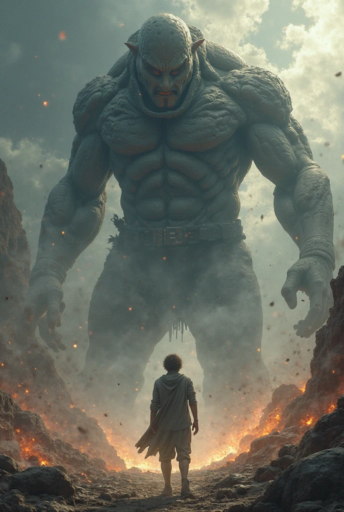 Draw a very cool and scary background for the anime "Attack on Titan"..