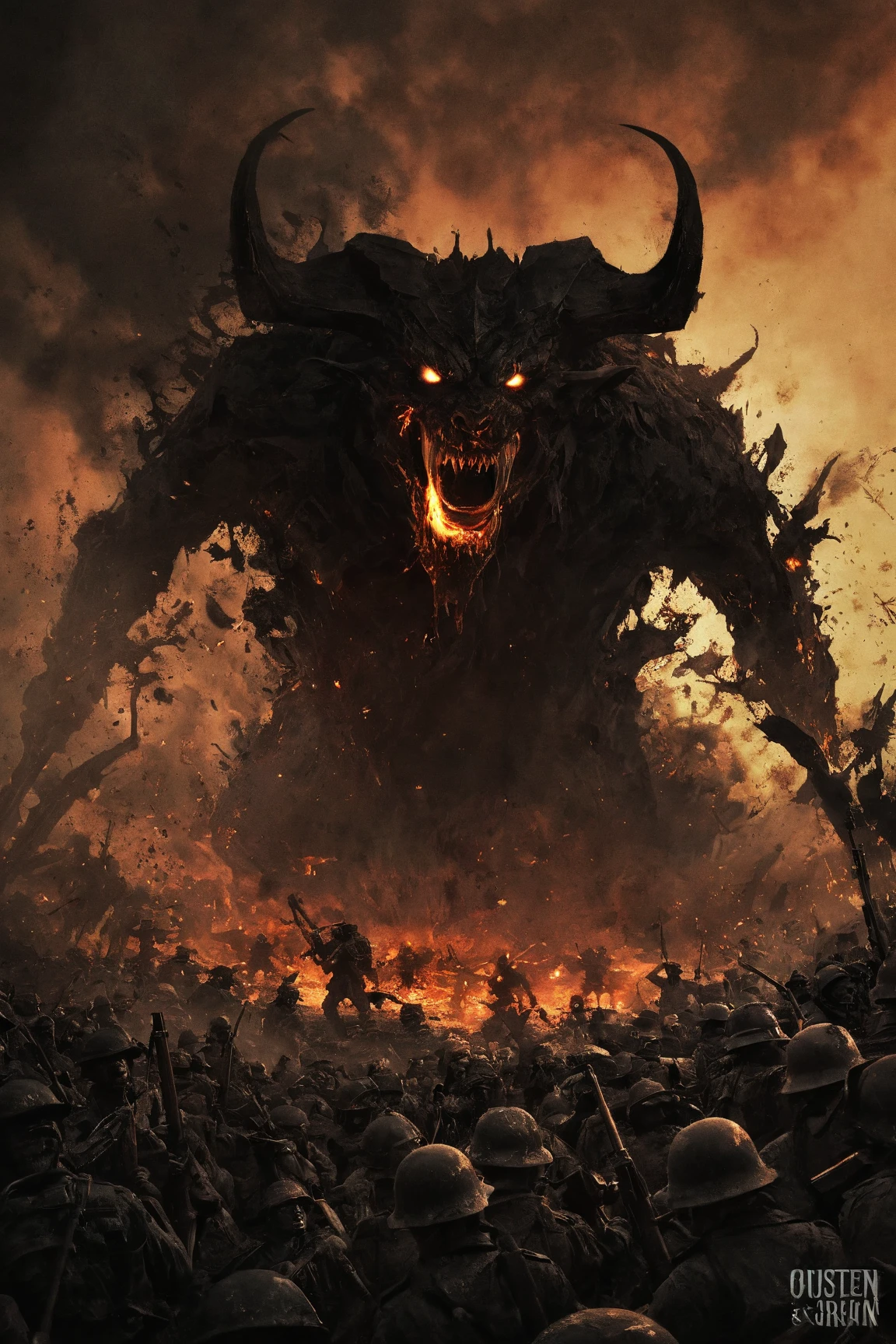 Detailed, HD , 4k, Anime warrior in hell fighting with hordes of demons, warrior, demons, hell, fight, dynamic, VFX