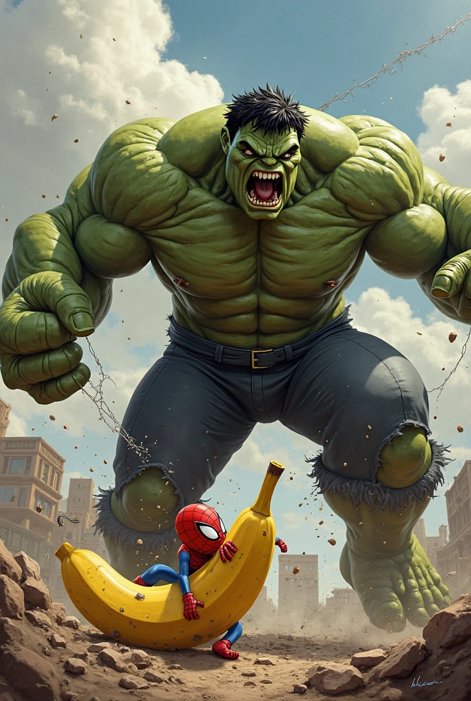 Hulk kicked Deadpool head