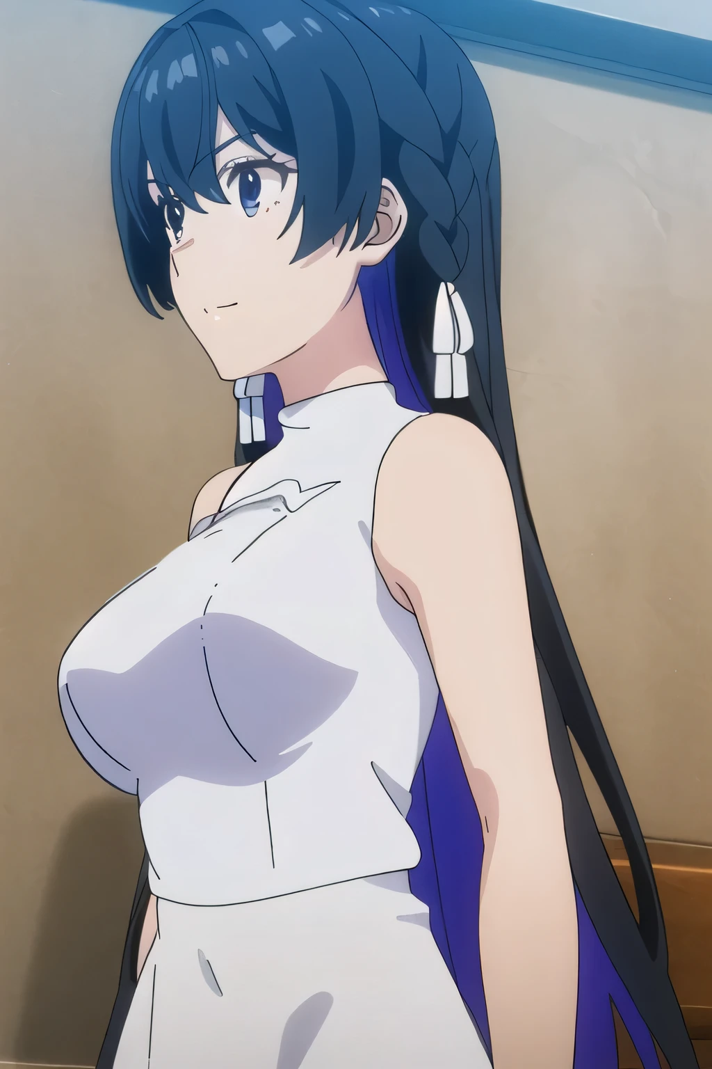 {{x}},draw her expression more delicately,walking alone, city tour ,,(((She is dressed in a casual tourist style))), I have a SLR camera ,(Let's draw a more delicate look),(sleeveless wool sweater),( Pleated Legs,white panties),(That work is enough for one person {X} is very important for work)、 That alone is great enough,don't frown。unless work requires it。 {X}、 , Attractive 40-year-old adult woman jumps off her uniform, Big black wavy hair, , Big Breasts, Thin Waist , , ,