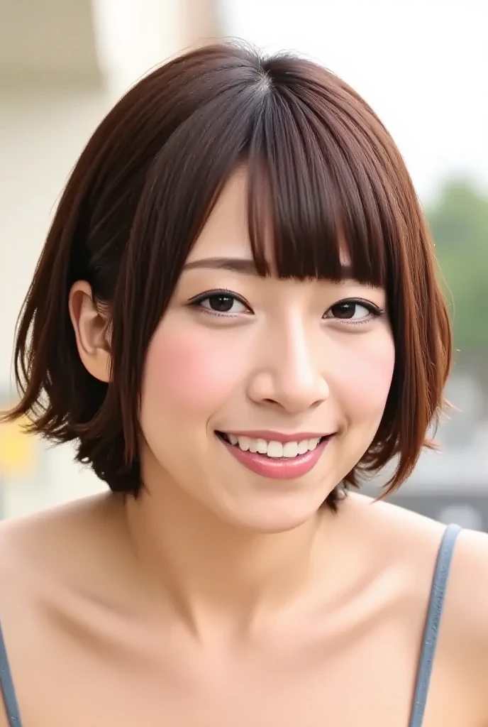 short hair smile