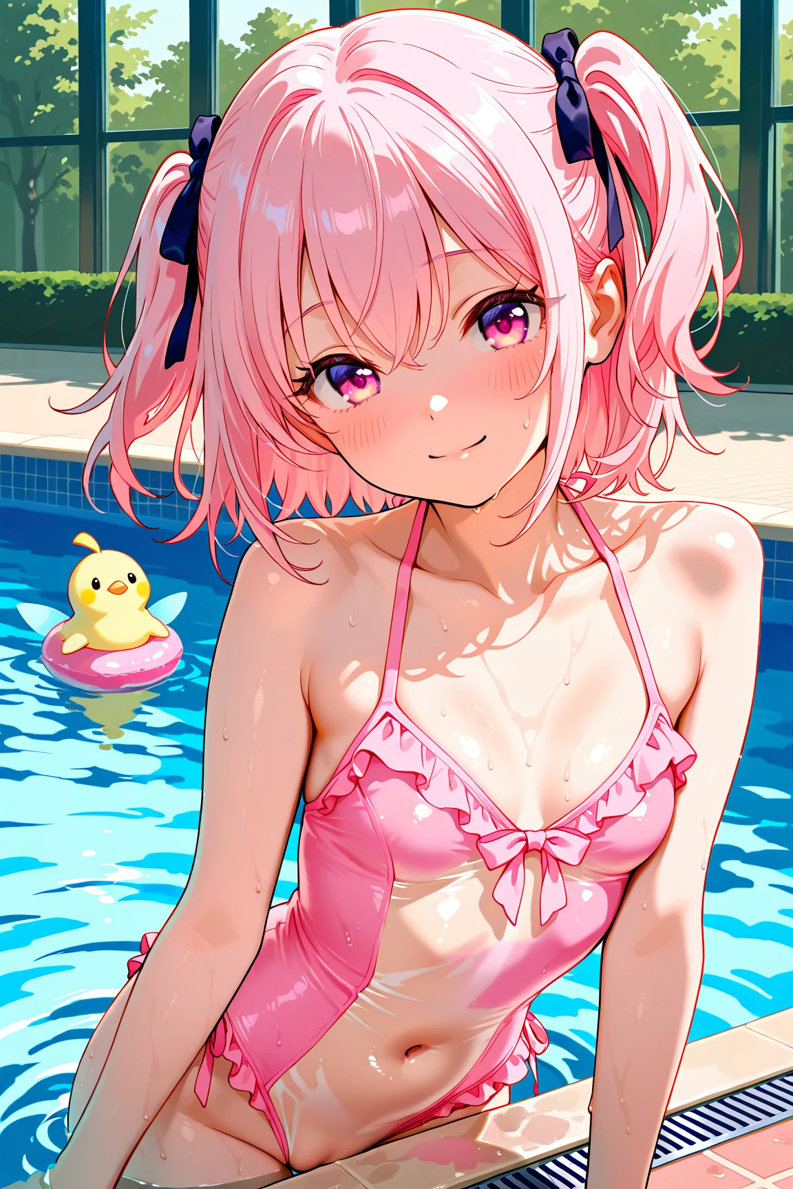 (masutepiece), (Best Quality), (Ultra-delicate image quality)、High resolution、(disheveled hair),(Illustration), (1girl in),(10yaers old,child),Japnese idol,Smile, (magical little girl),(affect),(Open chest:1.5),Fashion Model, Looking at Viewer, (interview),magic wands, (Magic City),Beautiful detailed eyes, Delicate beautiful face, floating,(High color saturation),(Colorful splashes),(Shining), Focus on Face,Ahoge, kamisato ayaka, Light pink hair, hair rings,Short hair, (Shining), The best lighting, Best Shadow、(Cameltoe:1.7)、、(life-likeオマンコThe shape of the:1.5),Bald legs、(White panties),(The nipple is visible:1.4),(is open:1.6)、(breasts are small:1.5)、Realistic body、(Enter the mixed bathing hot spring:1.4)