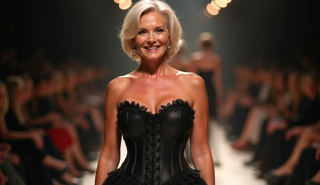 Sultry elegance of an older woman in a very exciting corset dress. She with blonde hair, bedroom, Ultra detailed illustration of a woman, Realistic bedroom view,Studio photo, highly detailed, Greg Rutkowski, Detailed character portrait, she has a very beautiful figure like a young windows girl, Plants, cinematic, detailed character portrait, ++detailed and complex environment, strong wind, ++, hyper realistic, 4k, 4k eyes, 4k face,