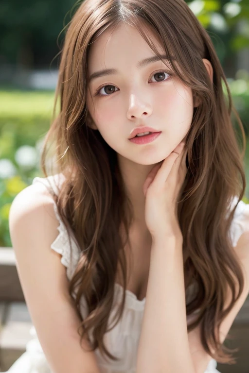 White tank top, Very detailed, 21 years old, Innocent face, Naturally Wavy Hair, High resolution, masterpiece, 最high quality, Intricate details, Very detailed, Clear focus, Delicate skin, practical skin texture, texture, Delicate eyes, Professional, 4K, Cute Smile, Shot with Canon, 85mm, Shallow and deep, Kodak Vision Color, that&#39;s right, Very detailedな, photograph_\(Extremist\), photographpractical, practical, Post-processing, Maximum details, Roughness, Real Life, Extremist practical, Photorealism, photographgraphy, 8kウルトラHD, photographgraphy, (最high quality、Tabletop、8k、Best image quality、Award-winning works)、(Red eyeshadow:1.2)、Perfect Makeup、Long eyelashes、超高精細のShine目、Ultra HD Hair、ultra High resolution glossy lips、Super High resolution perfect teeth、Super High resolution cute face、Black Hair、(Very short straight hair:1.1)、Look at me and smile、[clavicle]、Accurate anatomy、With bangs、超High resolutionのShine肌、The most detailed face、Ultra High resolution detailed faces、ultra High resolution hair、Fashion Model, Age 25, Perfect Eyes, Perfect Iris, Perfect Lips, Perfect Teeth, Perfect Skin, Soft Front Light, Shine, High resolution, (Soft colors: 1.2), 最high quality, a photographrealistic portrait of a stunningly beautiful woman without make-up, Very detailedな light hazel eyes, Symmetric, Realistically detailed face, Very detailedな natural texture, Peach fuzz, Messy Hair, masterpiece, Absurd, award winning photograph by lee jeffries, nikon d850 film stock photographgraph, Kodak Portra 400 Camera F1.6 Lenses, Very detailedな, wonderful, Finer details, Rich colors, hyper realistic lifelike texture, Dramatic lighting, Unreal Engine, Talked about at the art station, Cinestill 800 Tungsten, Looking at the audience, photograph realistic, RAW photograph, Tanveer Tamim, high quality, High resolution, Sharp focus, Very detailedな, Cinema Lighting, 8k uhd, Kneel, 