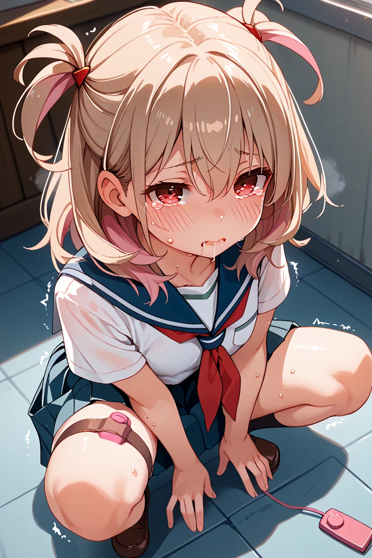 (Very small girl rides guy perfectly:1.5)、(Straddle Girl:1.3)、(Big Breasts:1.6)、(eyes half closed:1.3)、(Stargazing:1.3)、(Big tears:1.3)、(Drooling from the mouth:1.3)、(The body shakes violently)、8K resolution、 ((Highest quality))、Anatomically correct、(Flower Hair Ornaments)、(High School Uniform:1.9)、((Hasselblad Photos))、[:(Detailed face:1.2):0.2]、(heavy rain:1.5)、(Sweaty:1.6)、(Squat:1.5)、(Intense sex:1.6)、(hollow:1.6)、(Tearing clothes:1.5)、(Groping the chest:1.2)、(Several middle-aged men behind:1.6)
