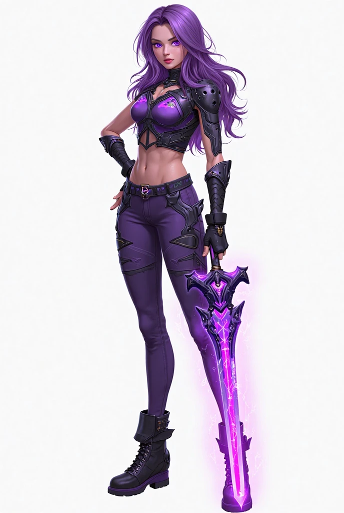 Hot Sexy girl wear Ebonwood Bikini Armor With Purple Shadowflame Aura, Full Body