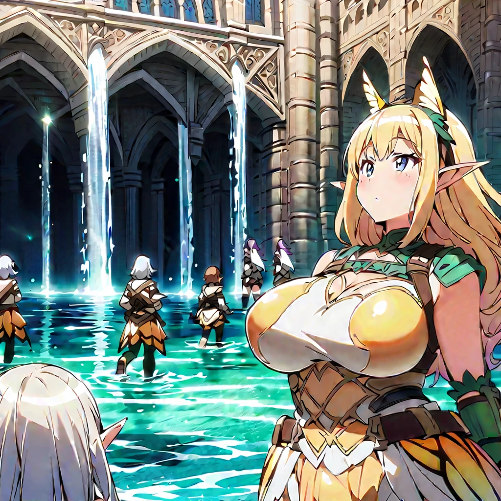 huge landscape, (tiny armies of people on a cliff in front of a giantess breasts: 1.2), (a tiny army on a tiny hill in front of the breasts of a giantess: 1.2), a giantess looming over a tiny army on a tiny hill, (tiny adventurers: 1.1), (crowds of tiny armies on a tiny cliff in front of a girl: 1.1), (crowds of tiny armies on a cliff: 1.1), giantess girls in the background, simple background, (dark deep dungeon:1.3), giantess girls in the background, multiple girls, (giantess:1.1), blonde hair, yellow eyes, long cute hair, cute yellow dress, (foreshortening:1.2), (giantess:1.2), pity look, sitting, spread legs, horns, (tiny villages: 1.2), hills, cliffs, mountains, (crowds:1.4), tiny knights, wizards, fantasy, very detailed, beautiful, professionally drawn, (perfect beautiful skin), (tall woman: 1.4), (huge breasts with nipples: 1.2), (mature woman: 1.4), looking at another, (a couple looking at another: 1.2), (surprised:1.2), :3, (question mark: 1.1), (shocked:1.2), (naked:1.2), nipples:1.2)