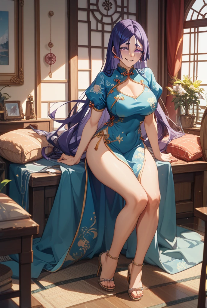 arafed woman in a blue dress with a gold belt and a necklace, 3 d render character art 8 k, trending on cgstation, chengwei pan on artstation, inspired by Lan Ying, 8k artgerm bokeh, 8k high quality detailed art, deviantart artstation cgscosiety, cgsociety 8k, cgsociety 8k, lying down on the floor, side view 