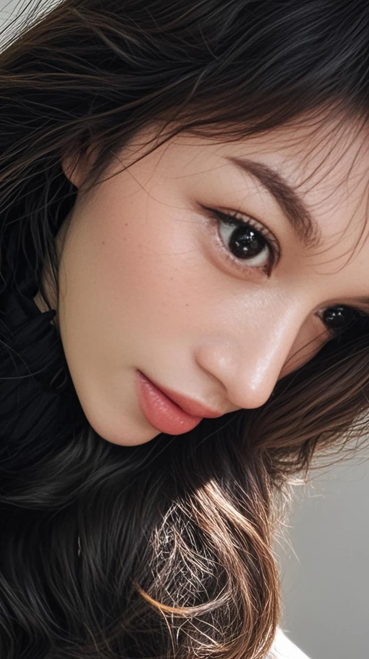 "1girl,photo of momo, brown hair,best quality,(detailed face:1.4), (looking at viewer:1.4), shiny skin, smile, city at night background ,(half body:1)low angle