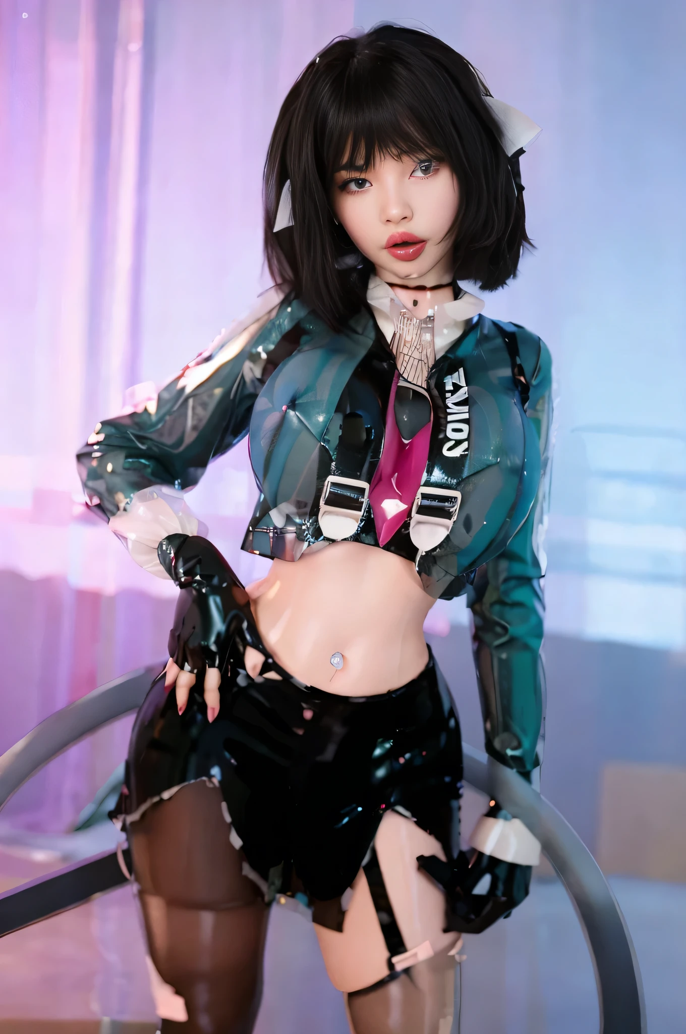 ,((Wearing a torn sheer costume of a superheroine)),(, No bra)), Wet crotch, Wet thighs, Beautiful girl with accentuated slender abs: 1.4, (((nipple tips protruding, areola is protruding, The shape of the pubic region is clearly visible)), sixpack abs: 1.4, Bust Botox, Photo, Sharpness, Unique 850 4, Koda850 k portrait camera, F1.6 shots, Ultra-realistic textures, Spectacular light textures, Cinestil 800 Fashion Mechanics, (futuristic sci-fi battle fashion: 1.1), (tied perfectly by chain), Restraint, Slaves, collars, ((wide prison with sunlight)), Dark fantasy, Realistic material details, extreme hight detail, Ultra-realistic materials ((Torn costume))), Wet, Cloudy, (Chained)), ((big emphasized by chains)), ((chains digging into crotch)), ( (Collar)), (, No bra), shredded costumes, broken golden shields and battle spears,, White combat gloves, Combat shoulder armor, Blood splattered on the face, Blood splattered, Realistic, (Bruises, Dirty, ripped clothing, skimpy clothing, Blood: 1.3),  Torn Cape, Torn pantyhose, Long legs, ((iron pipe in the crotch)), Metallic shackles and fetters, ((chains hung from heaven)), Wet crotch is clearly visible, Swarovski's sword and the anatomy beneath his feet, (futuristic sci-fi battle fashion, Torn mesh stockings),