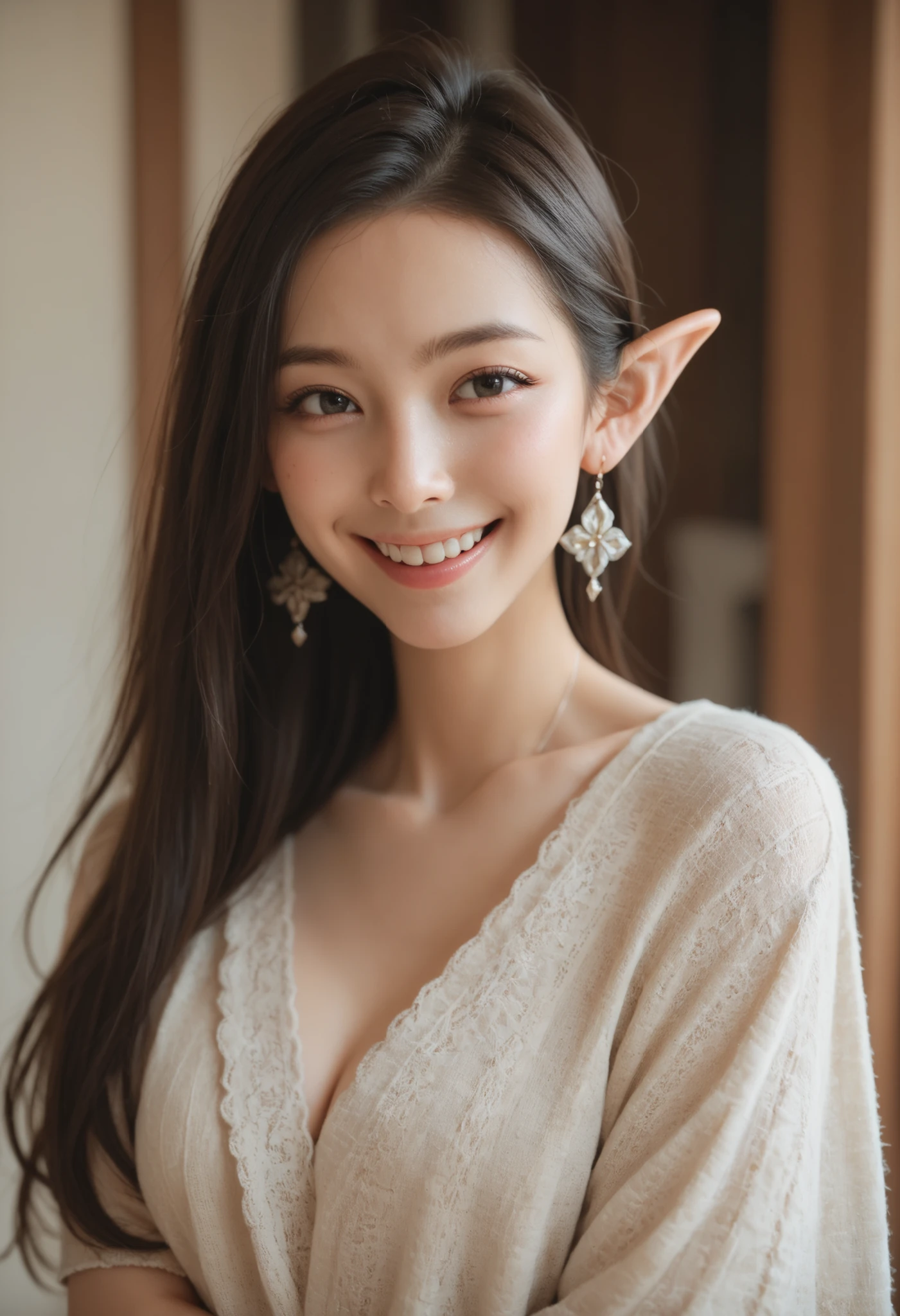 A sacred and enchanting elf, Fearless smile