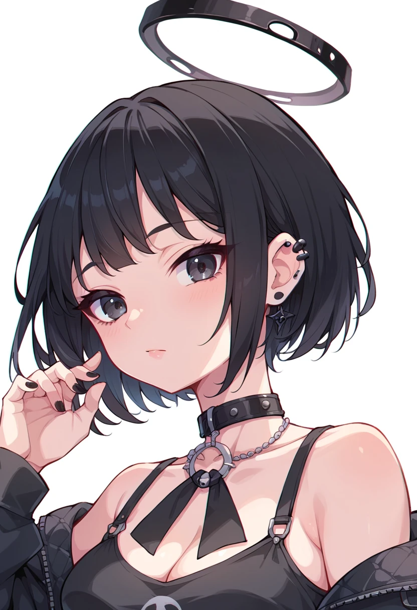 source_anime, rating_explicit, score_9, score_8_up, score_7_up, black_hair, goth, gothic, short_hair, looking at viewer, crop top, skirt, thighhighs, black clotges, goth girl, ikuchan