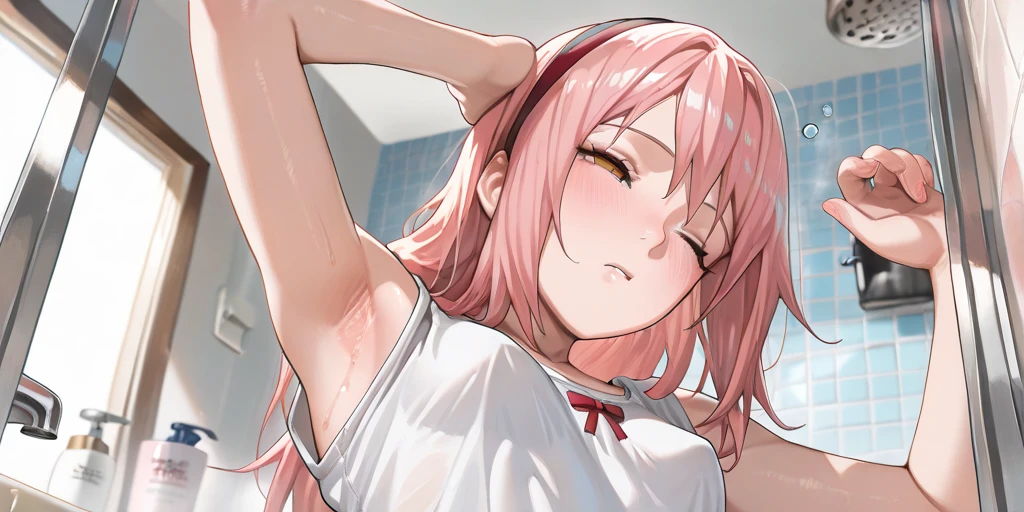(masterpiece, Highest quality:1.2), One girl, alone,Are standing_Split, 
Yuki mandarin orange, Long Hair，black无袖短背心，Pink Skirt，black,Sex